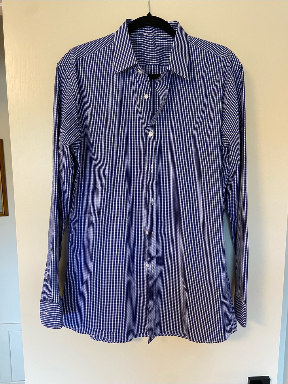 Men's Blue Gingham Button-Down Shirt